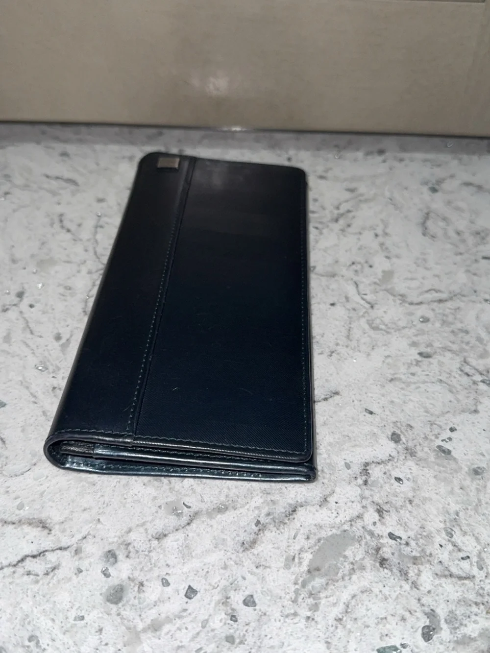 Calvin Klein Bifold Wallet Leather Card Holder Used Navy AUTHENTIC
